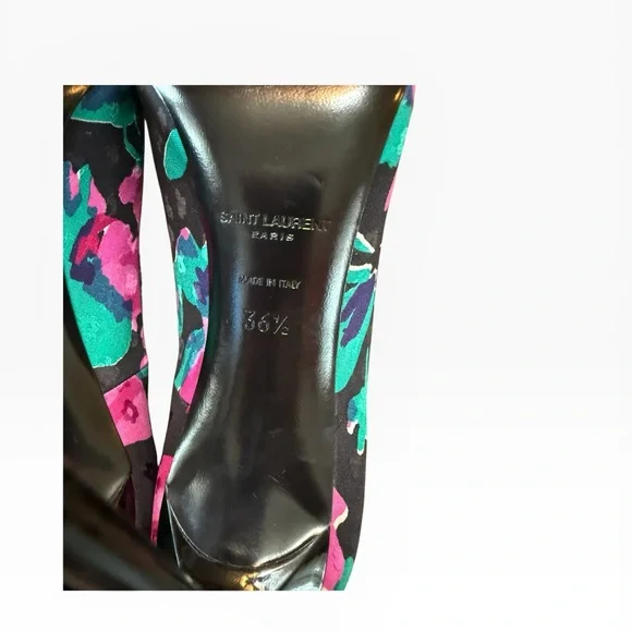Saint Laurent Zoe Floral Print Fabric Pointed Toe Pumps EU 36.5 US 6.5 - Picture 13 of 14